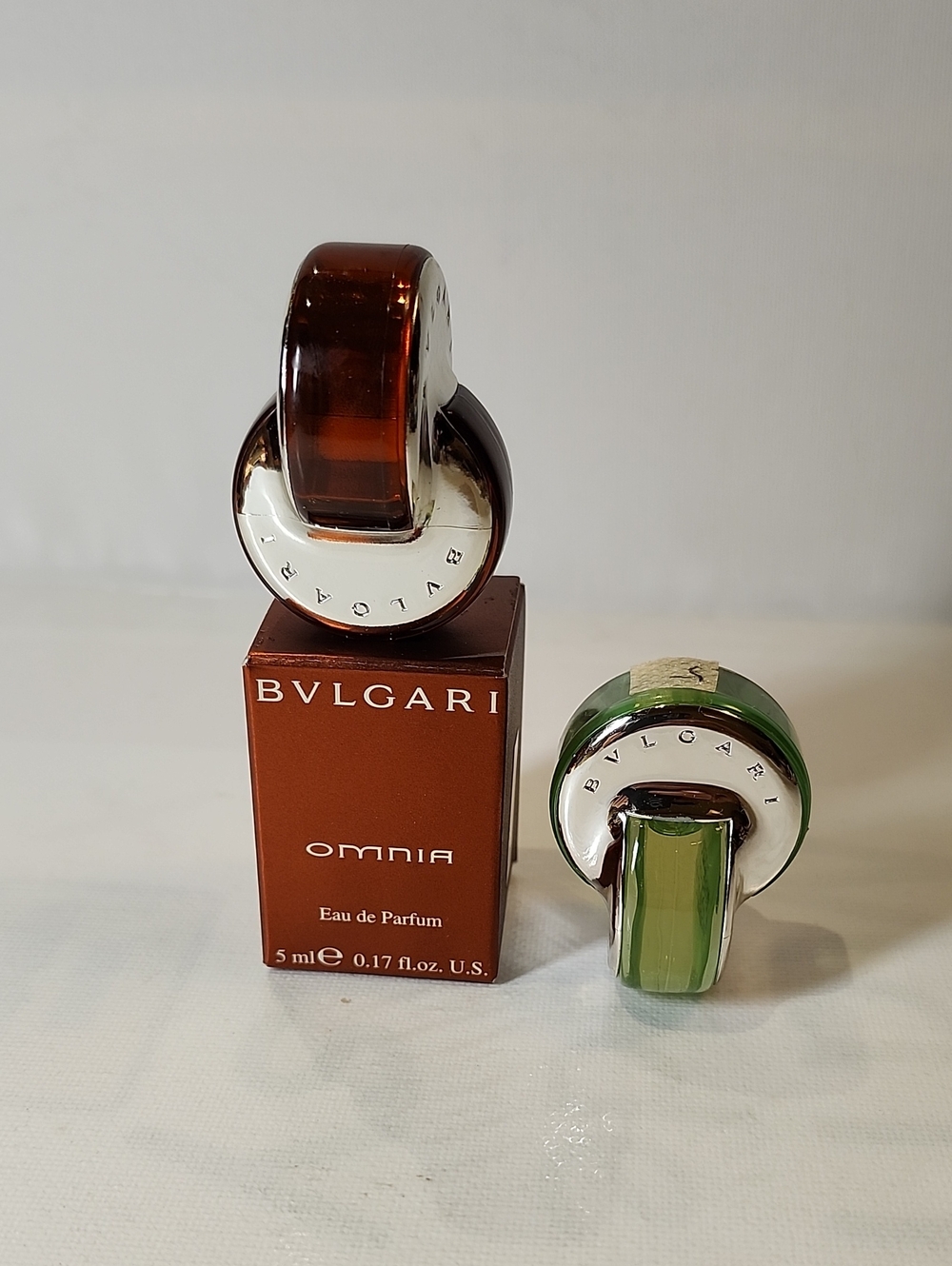 Vintage  Bvlgari Omnia EDT Green Jade And Brown Flanker 5ml Perfume